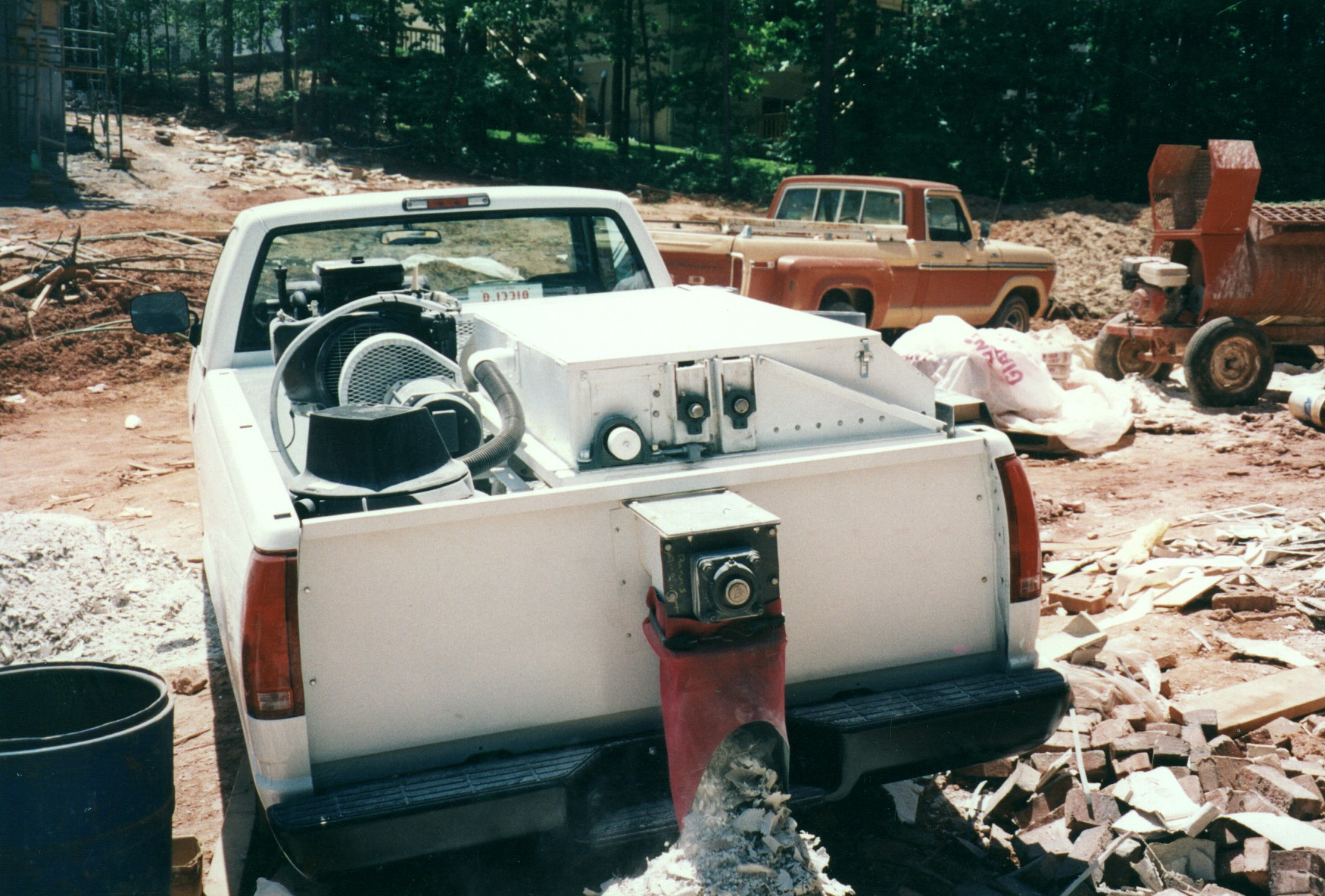 Rear view of truck auger discharge